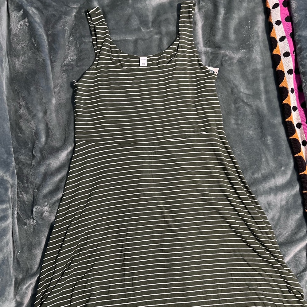 Green and White Striped Dress